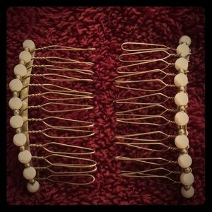 Vintage pearl hair pieces